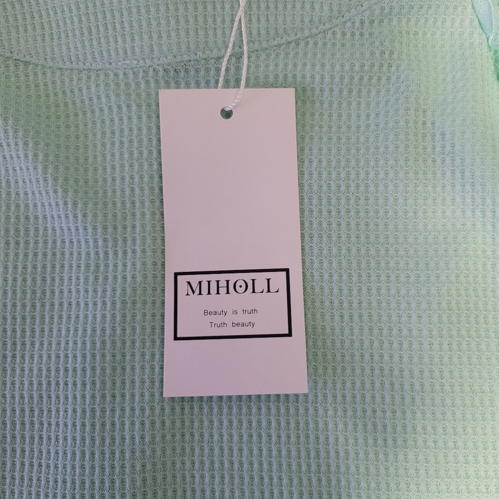 NWT  Miholl   Women's M   Waffle Knit   Top   Aqua Green - Picture 15 of 15